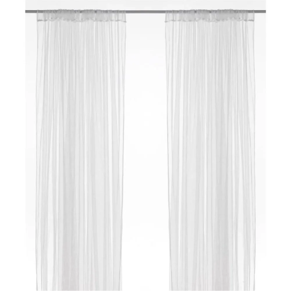 IKEA Lill Sheer White Mesh Pair Curtain Panels - Size 98” x 110”